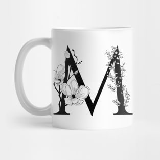 Letter M Monogram - Floral Initial Mug